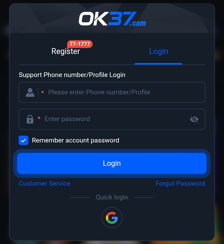 OK37 Login
